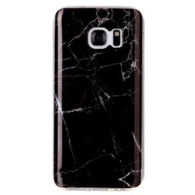 Samsung Galaxy S7 (G930) „Marble“ cieta silikona (TPU) melns apvalks | vacins.lv