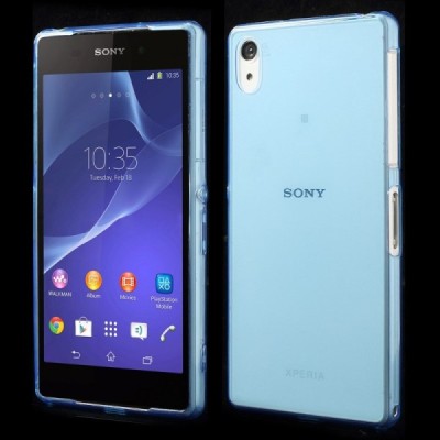 Sony Xperia Z2 dzidrs (caurspīdīgs) cieta silikona TPU pasaulē planākais zils futrālis / Vacins.lv