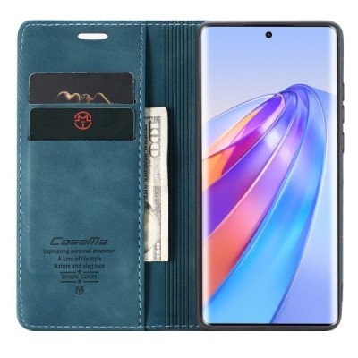 Huawei Honor Magic 5 Lite (Honor X40, Honor X9a) CaseMe Retro solidus atverčiamas žalias odinis dėklas - knygutė | Priedai.lt