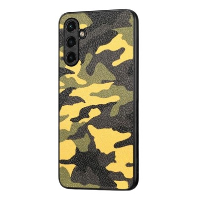 Samsung Galaxy A14 5G (SM-A146B, SM-A145F) „Camouflage“ Pattern dzeltens ādas apvalks | Vacins.lv