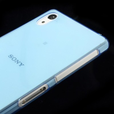 Sony Xperia Z2 dzidrs (caurspīdīgs) cieta silikona TPU pasaulē planākais zils futrālis / Vacins.lv