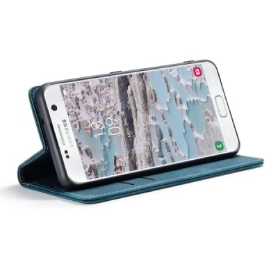 Samsung Galaxy S7 (G930) CaseMe Retro solīds atvēramais ādas zaļš maciņš - maks | Vacins.lv