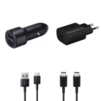 Originalus „Samsung“ Charger Set Eco juodas įkroviklių komplektas (25W + 15W) | Priedai.lt