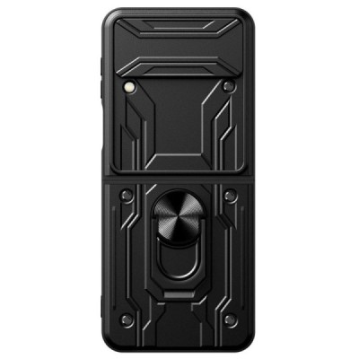 Samsung Galaxy Z Flip4 (F721) „Kickstand“ pastiprinātas aizsardzības melns apvalks | Vacins.lv