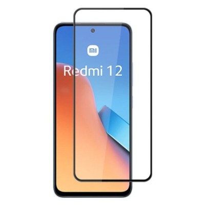 Xiaomi Redmi 12 4G „Mocolo“ 9H 2.5D Tempered Glass sustiprintos apsaugos juodas pilnai dengiantis apsauginis ekrano stiklas | Pr