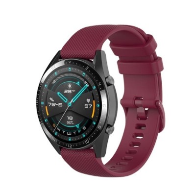 Viedā pulksteņa Huawei Watch 4 Pro (Watch 2 Pro, GT 3) cietā silikona (TPU) siksniņa - bordo | Vacins.lv