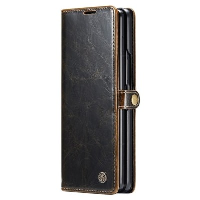 Samsung Galaxy Fold5 5G (SM-F946B) „CaseMe“ Leather solīds atvēramais ādas brūns maciņš - maks | Vacins.lv