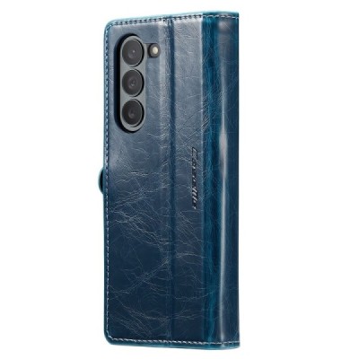 Samsung Galaxy Fold5 5G (SM-F946B) „CaseMe“ Leather solidus atverčiamas mėlynas odinis dėklas - knygutė | Priedai.lt