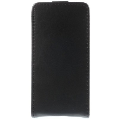 Sony Xperia Z3 Compact klasisks ādas vertikāli atvēramais melns futrālis / Vacins.lv