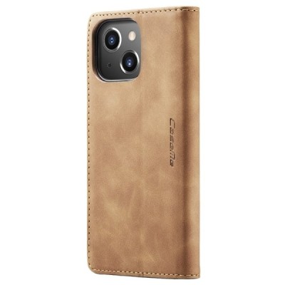 Apple iPhone 15 CaseMe Retro solīds atvēramais ādas gaiši brūns maciņš - maks | Vacins.lv