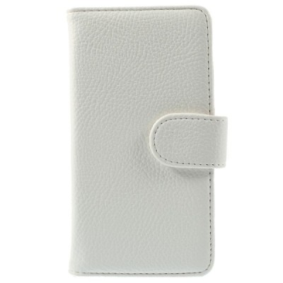 Sony Xperia Z3 Compact atverčiamas baltas odinis Litchi dėklas - piniginė / Priedai.lt