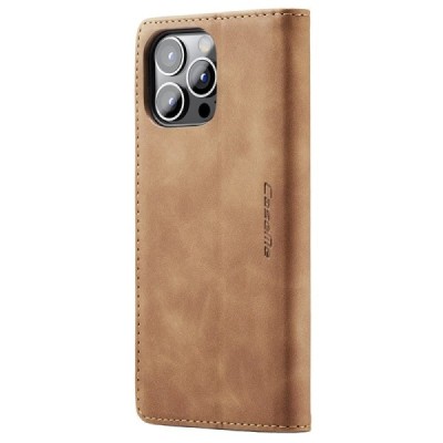 Apple iPhone 15 Pro Max CaseMe Retro solīds atvēramais ādas gaiši brūns maciņš - maks | Vacins.lv