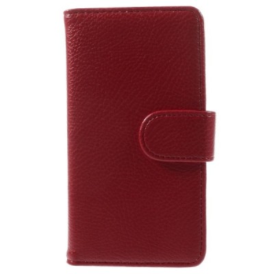 Sony Xperia Z3 atvēramais sarkans ādas Litchi futrālis - maciņš / Vacins.lv