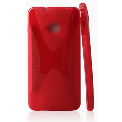 Silikoninis HTC One M7 raudonas dėklas (Dėkliukas) / Priedai.lt
