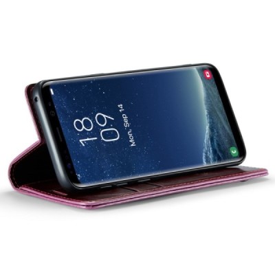 Samsung Galaxy S8+ (G955) „CaseMe“ Leather solidus atverčiamas bordo odinis dėklas - knygutė | Priedai.lt