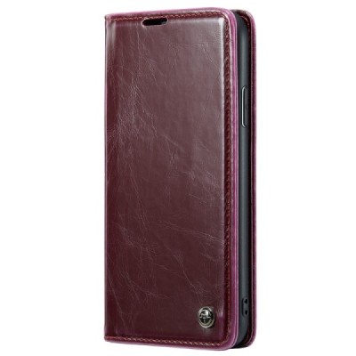 Apple iPhone 11 „CaseMe“ Leather solidus atverčiamas bordo odinis dėklas - knygutė | Priedai.lt