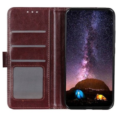 Samsung Galaxy S23 FE (Fan Edition) atvēramais ādas brūns maciņš, grāmata (maks) | Vacins.lv