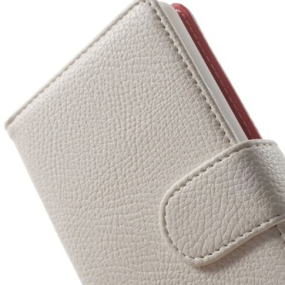 Sony Xperia E3 atvēramais sarkans ādas Litchi futrālis - maciņš / Vacins.lv