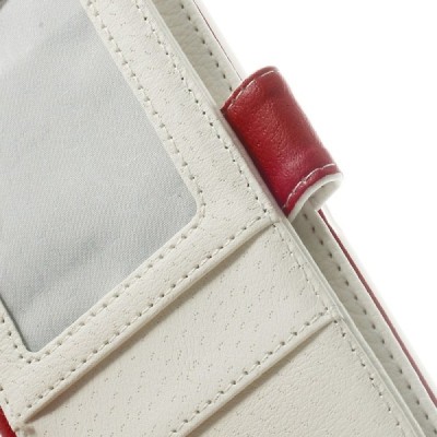 Sony Xperia E3 atvēramais sarkans ādas Litchi futrālis - maciņš / Vacins.lv