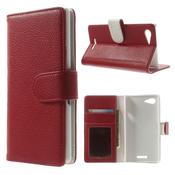 „Litchi“ atverčiamas dėklas - raudonas (Xperia E3)