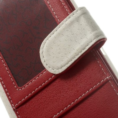 Sony Xperia E3 atverčiamas raudonas odinis Litchi dėklas - piniginė / Priedai.lt