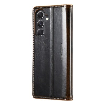 Samsung Galaxy S23 FE (Fan Edition) „CaseMe“ Leather solīds atvēramais ādas brūns maciņš - maks | Vacins.lv