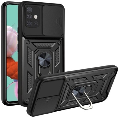Sustiprintos apsaugos „Kickstand“ Samsung Galaxy A51 (A515) juodas kieto silikono (TPU) ir plastiko dėklas | Priedai.lt