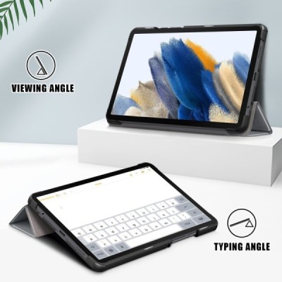 Samsung Galaxy Tab A11 / A9 atvēramais pelēks maciņš | Vacins.lv