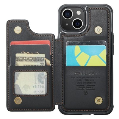 Apple iPhone 15 „CaseMe“ Wallet melns plastika apvalks | vacins.lv