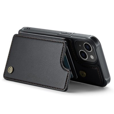 Apple iPhone 15 „CaseMe“ Wallet melns plastika apvalks | vacins.lv