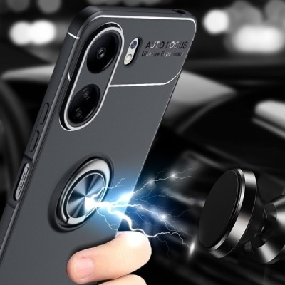 Xiaomi Redmi 13C (Poco C65) „FOCUS“ Kickstand cieta silikona (TPU) melns apvalks | vacins.lv