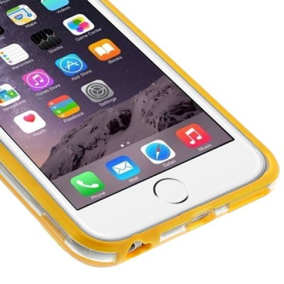 Apple iPhone 6 Plus (6s Plus) dzidrs, caurspīdīgs rāmis (sānu apmale, bamperis) - dzeltens / Vacins.lv