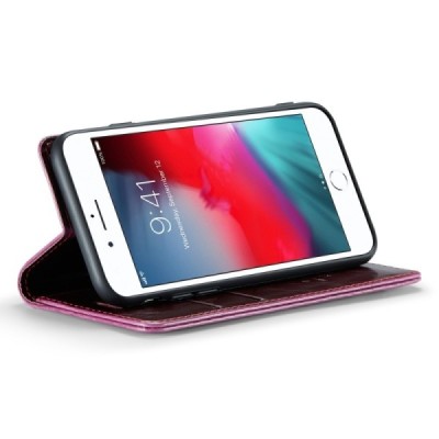 Apple iPhone 7 Plus „CaseMe“ Leather solidus atverčiamas bordo odinis dėklas - knygutė | Priedai.lt