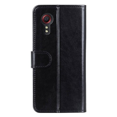 Samsung Galaxy Xcover 7 (G556B) atvēramais ādas melns maciņš (maks) | Vacins.lv