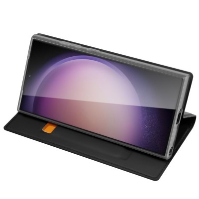 Samsung Galaxy S24 Ultra (SM-S928) „Dux Ducis“ Skin sērijas melns ādas atvērams maciņš | Vacins.lv