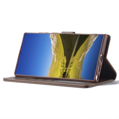 Samsung Galaxy S23 Ultra (SM-S918) „Lc.Imeeke“ tumši brūns ādas atvērams maciņš | Vacins.lv