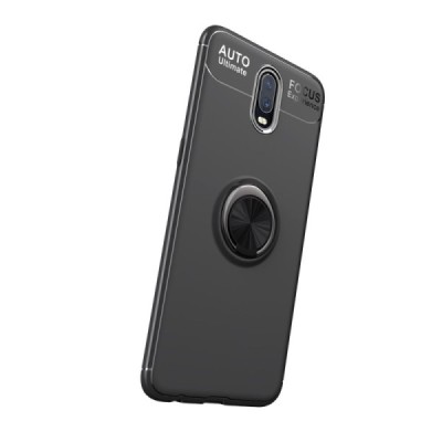 OnePlus 7 „FOCUS“ Kickstand cieta silikona (TPU) melns apvalks | vacins.lv