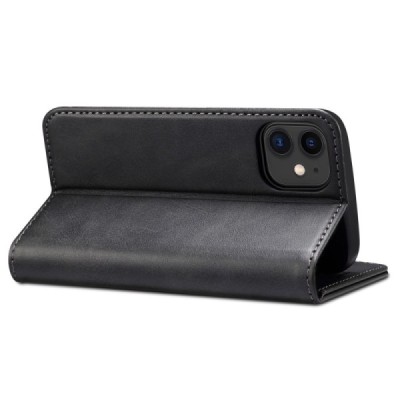 Suteni atverčiamas juodas odinis Apple iPhone 12 Mini dėklas - knygutė | Priedai.lt