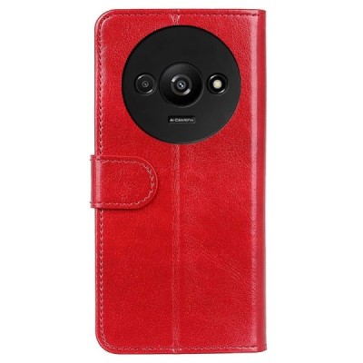 Xiaomi Redmi A3 atvēramais ādas sarkans maciņš, grāmata (maks) | Vacins.lv