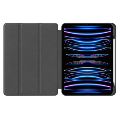 Apple iPad Pro 11 (2025) / 11 (2024) atverčiamas juodas odinis dėklas - knygutė su vieta liestukui | Priedai.lt
