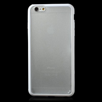 Apple iPhone 6 Plus (6s Plus) skaidrus matinis plastikinis dėklas su baltu TPU rėmeliu / Priedai.lt