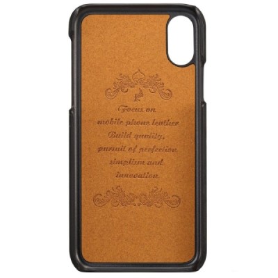 „Vintage“ Apple iPhone X (iPhone Xs) pilkas odinis dėklas - nugarėlė su kišenėle kortelėms | Priedai.lt