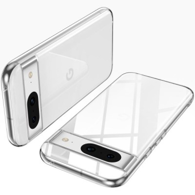 Google Pixel 8A kieto silikono TPU skaidrus dėklas - nugarėlė | Priedai.lt