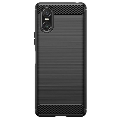 Sony Xperia 10 VI "Carbon" cieta silikona (TPU) melns apvalks | Vacins.lv