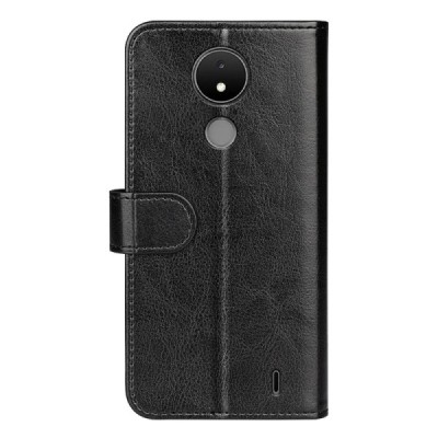 Nokia C21 atvēramais ādas melns maciņš (maks) | Vacins.lv
