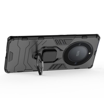 Sustiprintos apsaugos „Kickstand“ Huawei Honor Magic 5 Lite (Honor X40, X9a) juodas kieto silikono (TPU) ir plastiko dėklas | Pr