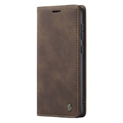 Samsung Galaxy S24 (SM-S921) CaseMe Retro solīds atvēramais ādas brūns maciņš - maks | Vacins.lv