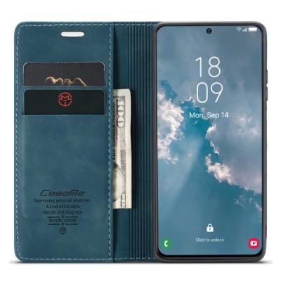 Samsung Galaxy S24+ (SM-S926) CaseMe Retro solīds atvēramais ādas zaļš maciņš - maks | Vacins.lv