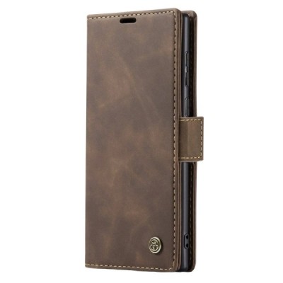 Samsung Galaxy S24 Ultra (SM-S928) CaseMe Retro solīds atvēramais ādas brūns maciņš - maks | Vacins.lv