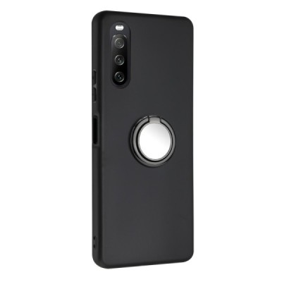 Sony Xperia 10 VI „Kickstand“ cieta silikona (TPU) melns apvalks | vacins.lv